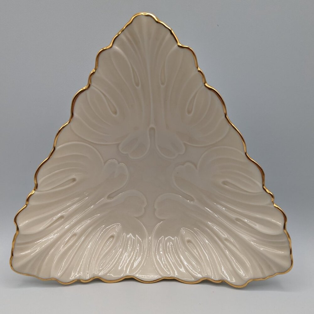 Lenox Vintage Triangle Dish with 24K Gold Trim